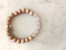 Load image into Gallery viewer, Rose Quartz &amp; Rosewood with Gold Diffuser Bracelet