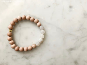 Natural Cracked Agate & Rosewood with Gold Diffuser Bracelet