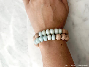 Mint Glass & Rosewood with Silver Diffuser Bracelet