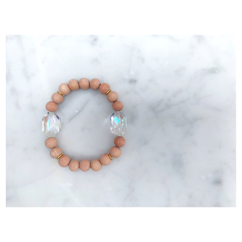 Unicorn Hexagon Faceted Crystal Glass Beads & Rosewood Diffuser Bracelet