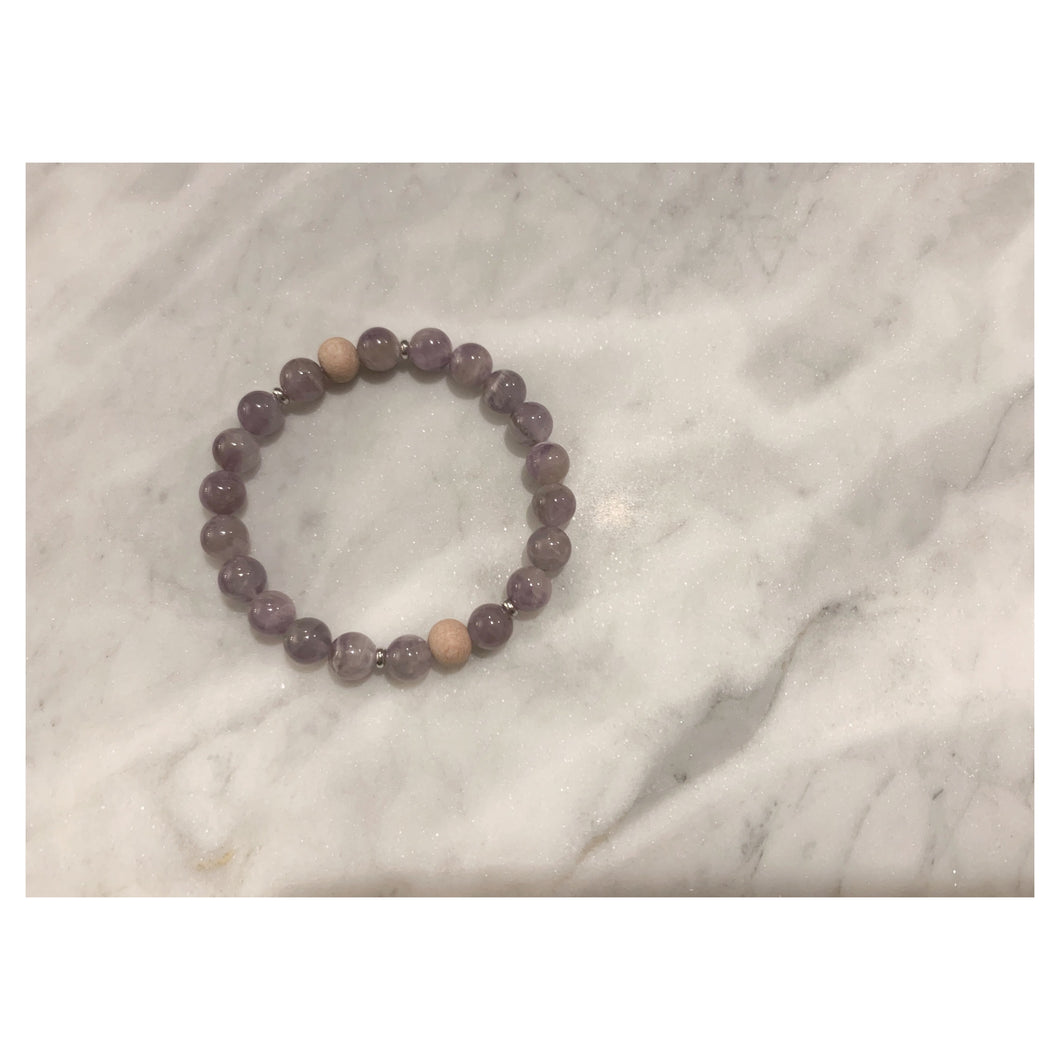 Amethyst & Rosewood with Silver Diffuser Bracelet