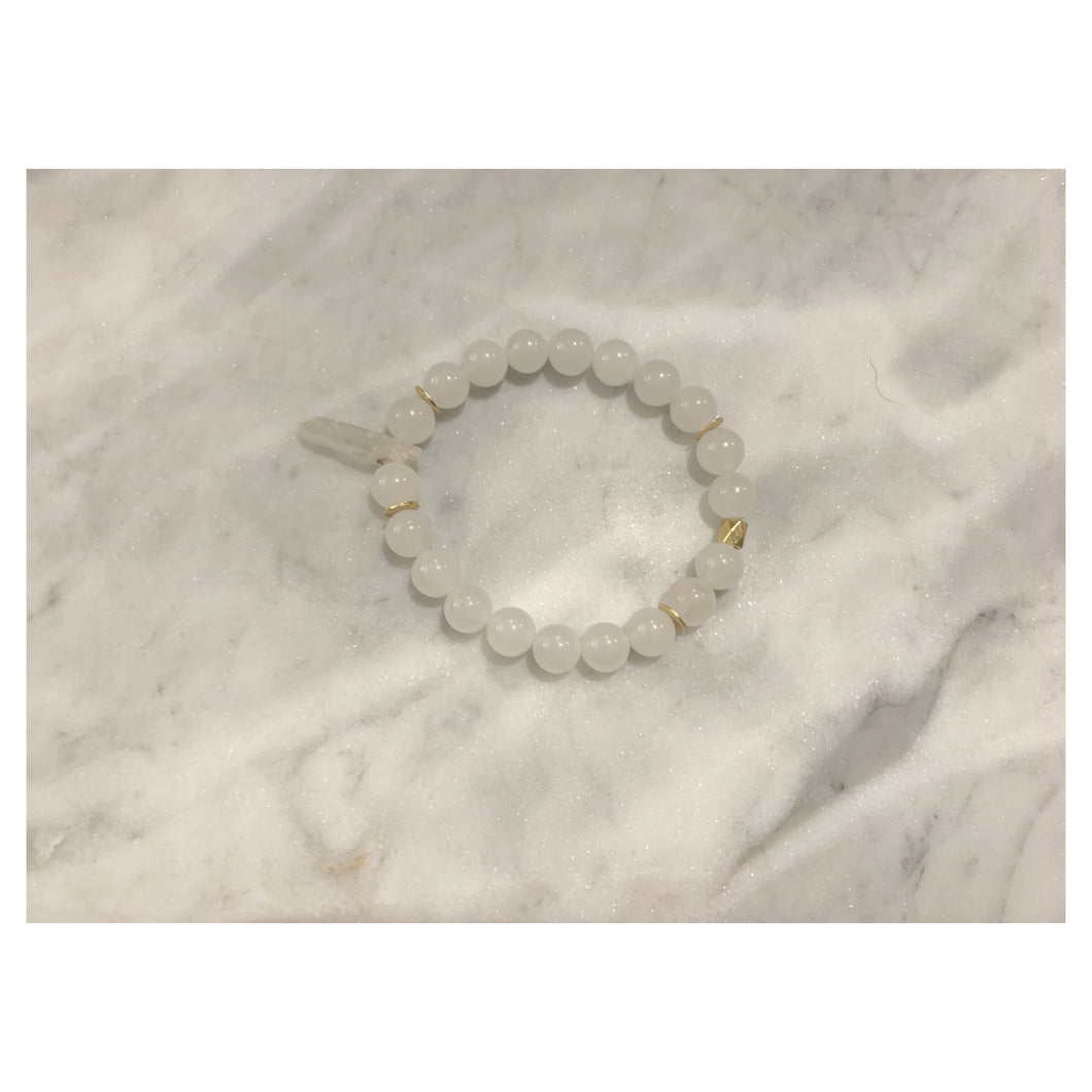 White Moonstone & Crystal with Gold Bracelet