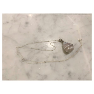 Lace Agate & Sterling Silver Vial Necklace