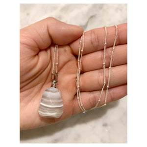 Lace Agate & Sterling Silver Vial Necklace