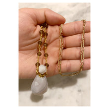 Load image into Gallery viewer, Lace Agate &amp; Glass Bead With Gold Vial Necklace